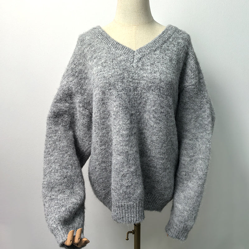 ZhiKnit Women’s V Neck Sweaters Long Sleeve Ribbed Soft Knit Pullover Cozy Lightweight Casual Tops