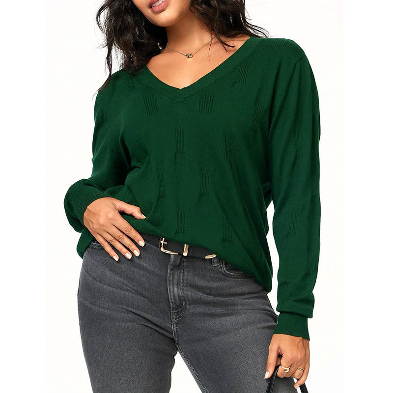 ZhiKnit Women's Soft V Neck Long Sleeve Fall Casual Regular Fit Sweater Tops