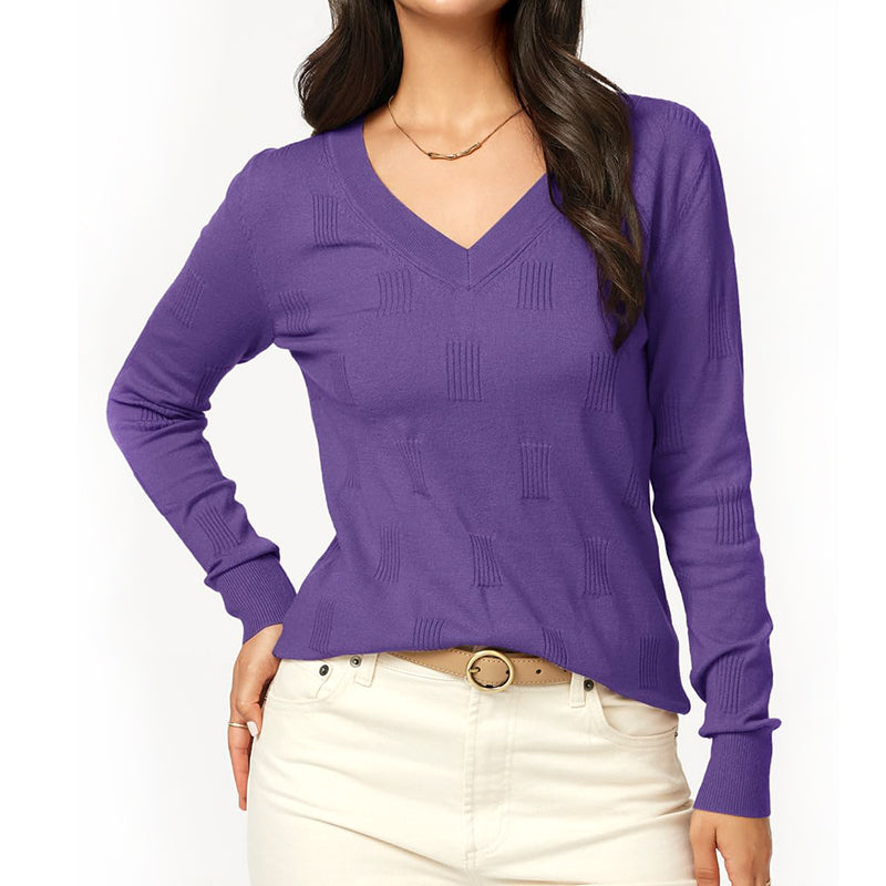 ZhiKnit Women's Soft V Neck Long Sleeve Fall Casual Regular Fit Sweater Tops