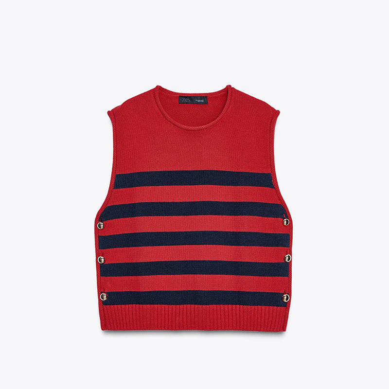ZhiKnit Women's Round Neck Sleeveless Pullover Ribbed Knit Sweater Vest Top