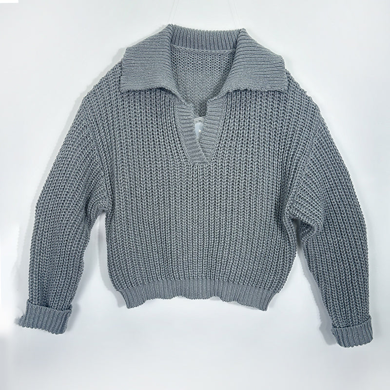 ZhiKnit Women Overized Puff Long Sleeve V Neck Knitted Polo Pullover Sweater Jumper Tops sweater sweaters for women