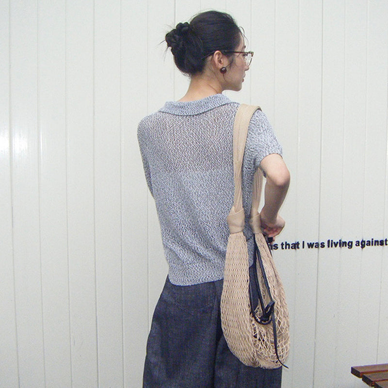 ZhiKnit Women's Solid Casual Loose Simple Office Pullover Short Sleeve Knit Lapel Tops