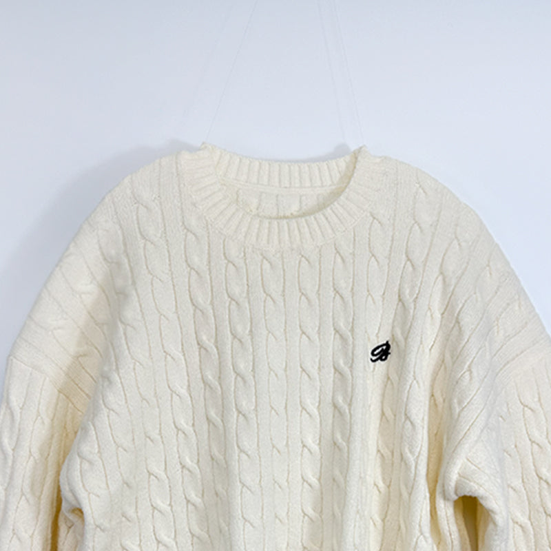 Ladies' Round-neck Embroidered Sweater CrewNeck