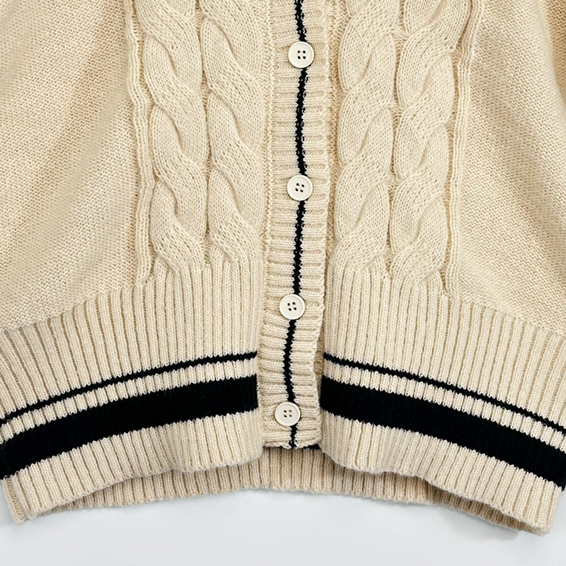 ZhiKnit American retro contrasting coarse needle twisted flower cardigan sweater for women's autumn new slim fit sweater sweater sweater