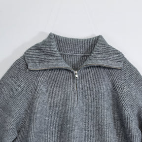 ZhiKnit Quarter Zip Pullover Sweaters for Women Trendy V Neck Long Sleeve Fall Sweaters Solid Knit Chunky Sweater