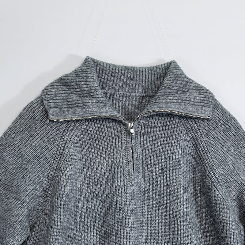 ZhiKnit Quarter Zip Pullover Sweaters for Women Trendy V Neck Long Sleeve Fall Sweaters Solid Knit Chunky Sweater