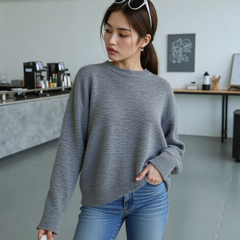 Thick round neck loose fitting head CrewNeck crewneck sweatshirts women crewneck sweater