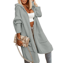 ZhiKnit Womens Long Cardigans Cable Knitted Open Front Oversized Hooded Outerwear Sweater Coat