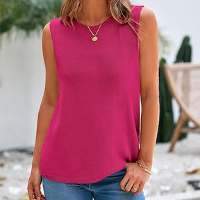 ZhiKnit Women's Sleeveless Sweater Vest 2025 Summer Crew Neck Ribbed Knit Lightweight Pullover Casual Loose Fit Tank Tops