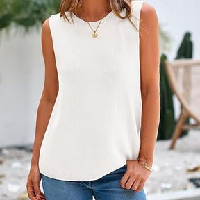 ZhiKnit Women's Sleeveless Sweater Vest 2025 Summer Crew Neck Ribbed Knit Lightweight Pullover Casual Loose Fit Tank Tops