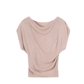 ZhiKnit Off The Shoulder Tops for Women 2025 Summer Short Sleeve Knit Loose Fit Tunic Shirts Casual Lightweight Sweaters