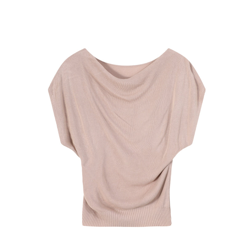 ZhiKnit Off The Shoulder Tops for Women 2025 Summer Short Sleeve Knit Loose Fit Tunic Shirts Casual Lightweight Sweaters