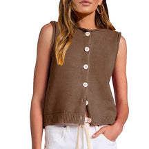 ZhiKnit Womens Casual Crew Neck Sleeveless Sweater Vests 2025 Fall Button Down Ribbed Knit Tank Tops Loose Trendy Cardigans