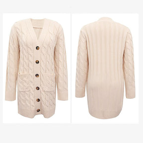 ZhiKnit Long Sleeve Cable Knit Long Cardigan for Women 2025 Fall Winter Chunky Open Front Button Sweaters with Pockets