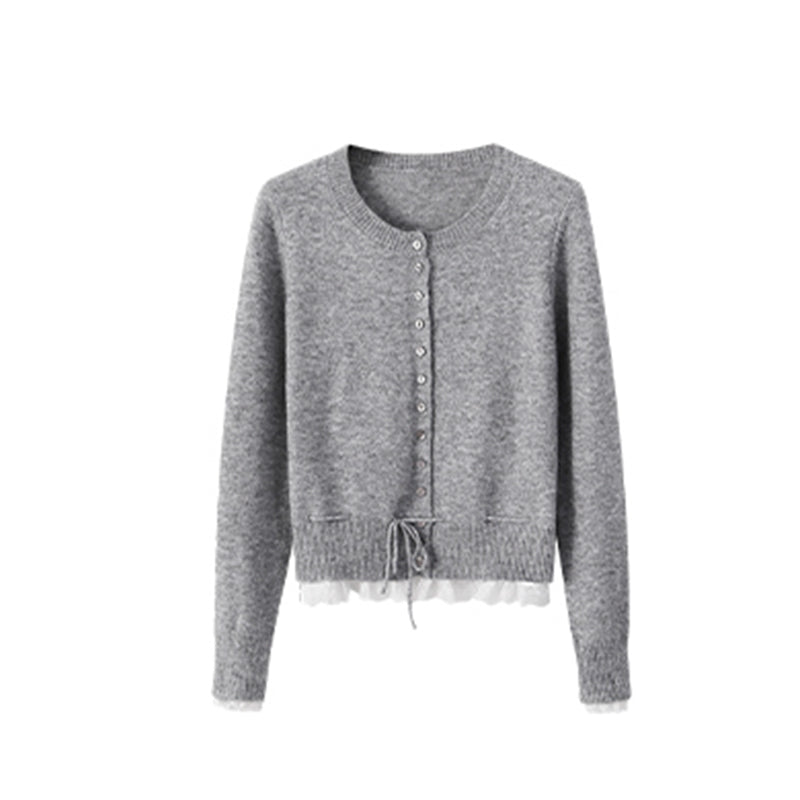 ZhiKnit Womens Fall Button Down Cardigans Chunky Knit Ruffle Open Front Cropped Cardigan Sweaters Soft Long Sleeve Tops