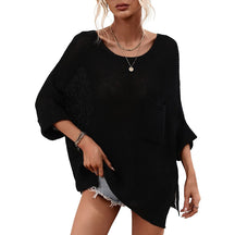 ZhiKnit Women's Oversized Short Sleeve Crochet Sweater Tops Beach Cover Up Summer T-Shirt