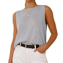 ZhiKnit Women's Sleeveless Sweater Vest 2025 Summer Crew Neck Ribbed Knit Lightweight Pullover Casual Loose Fit Tank Tops