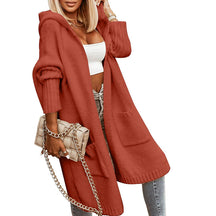 ZhiKnit Womens Long Cardigans Cable Knitted Open Front Oversized Hooded Outerwear Sweater Coat