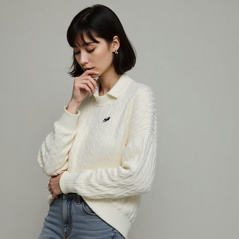 Ladies' Round-neck Embroidered Sweater CrewNeck