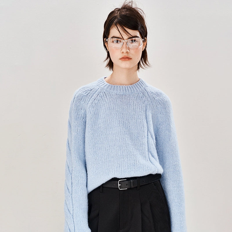ZhiKnit Wool asymmetrical cable-knit sweater with a plush feel