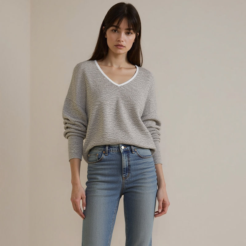 ZhiKnit Womens Sweaters Dressy Casual Long Sleeve V Neck Lightweight Ribbed Knit Wool Pullover Jumper Top