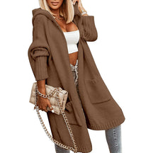 ZhiKnit Womens Long Cardigans Cable Knitted Open Front Oversized Hooded Outerwear Sweater Coat