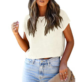 ZhiKnit Womens Summer Cropped Sweater Vest Trendy Cap Sleeve Crop Tops Crew Neck Loose Knit Tank Top