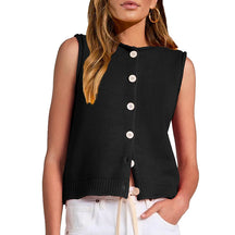 ZhiKnit Womens Casual Crew Neck Sleeveless Sweater Vests 2025 Fall Button Down Ribbed Knit Tank Tops Loose Trendy Cardigans