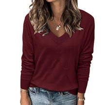 ZhiKnit Women's Soft V Neck Long Sleeve Fall Casual Regular Fit Sweater Tops