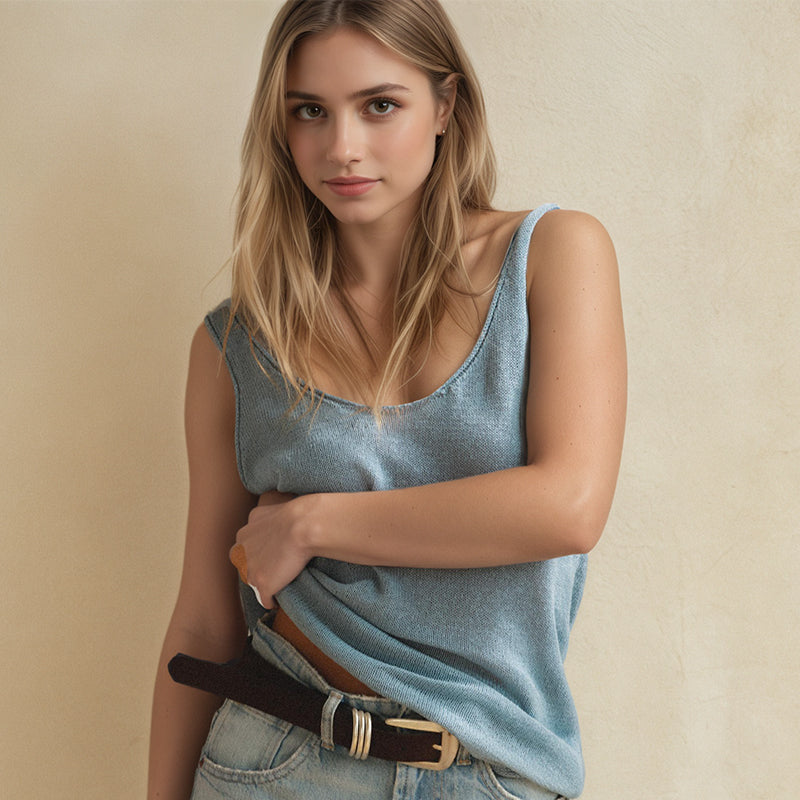 ZhiKnit Tank Tops for Women Summer Sleeveless Scoop Neck T-Shirts Tops Casual Tees Tunics Shirts