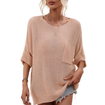 ZhiKnit Women's Oversized Short Sleeve Crochet Sweater Tops Beach Cover Up Summer T-Shirt