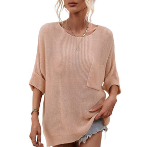 ZhiKnit Women's Oversized Short Sleeve Crochet Sweater Tops Beach Cover Up Summer T-Shirt