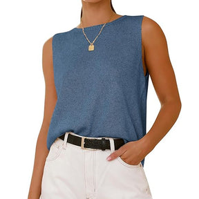 ZhiKnit Women's Sleeveless Sweater Vest 2025 Summer Crew Neck Ribbed Knit Lightweight Pullover Casual Loose Fit Tank Tops