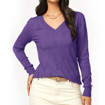 ZhiKnit Women's Soft V Neck Long Sleeve Fall Casual Regular Fit Sweater Tops