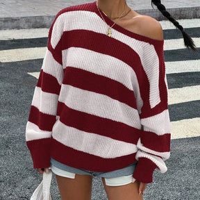 ZhiKnit Women's 2025 Fall Long Sleeve Oversized Striped Color Block Comfy Loose Crew Neck Knitted Pullover Sweater