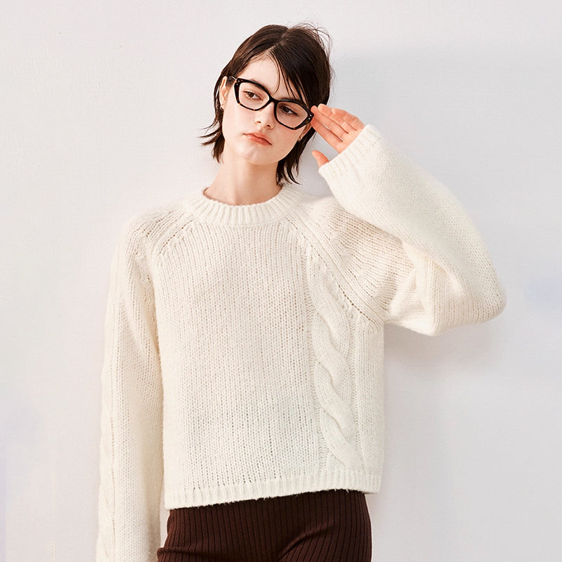 ZhiKnit Wool asymmetrical cable-knit sweater with a plush feel