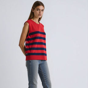 ZhiKnit Women's Round Neck Sleeveless Pullover Ribbed Knit Sweater Vest Top