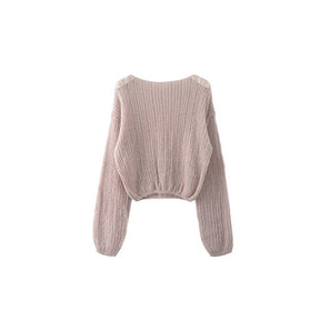 ZhiKnit Women See Through Crew Neck Sheer Mesh Knitted Sweater Solid Basic Long Sleeve Loose Fit Knit Pullover Jumper Top