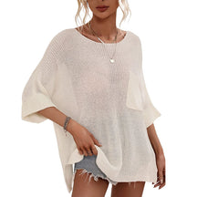 ZhiKnit Women's Oversized Short Sleeve Crochet Sweater Tops Beach Cover Up Summer T-Shirt
