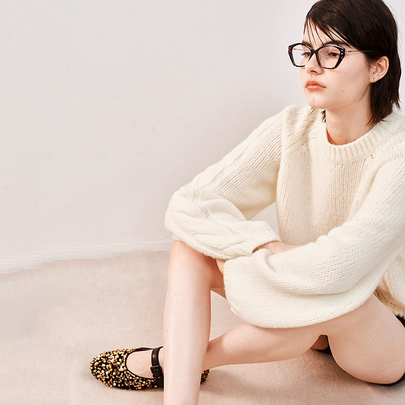 ZhiKnit Wool asymmetrical cable-knit sweater with a plush feel