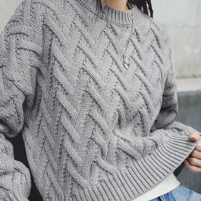 ZhiKnit Womens Sweaters Fall 2025 Cable Knit Long Sleeve Crewneck Oversized Sweater Chunky Pullover Loose Outfits