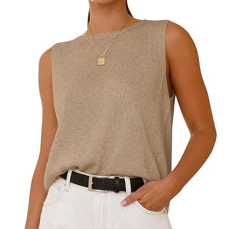 ZhiKnit Women's Sleeveless Sweater Vest 2025 Summer Crew Neck Ribbed Knit Lightweight Pullover Casual Loose Fit Tank Tops