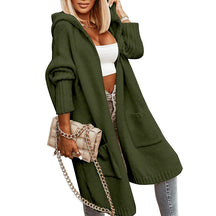 ZhiKnit Womens Long Cardigans Cable Knitted Open Front Oversized Hooded Outerwear Sweater Coat