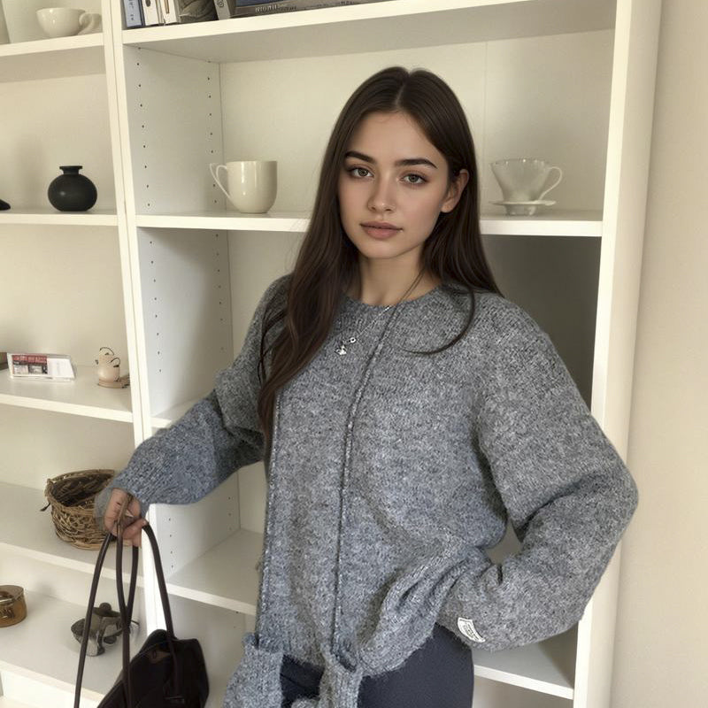 ZhiKnit Women's 2025 Fall Sweaters Casual Crew Neck Long Sleeve Pullover Tops Ribbed Knit Loose Fit Winter Clothes
