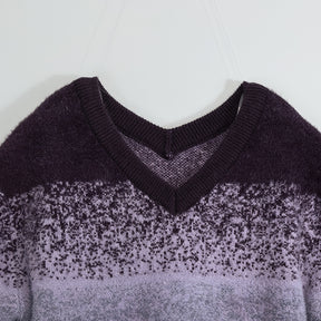 Women's Striped Colorful Sweater Long Sleeves V territory CrewNeck