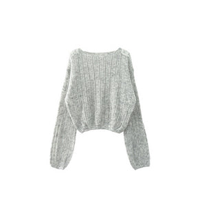 ZhiKnit Women See Through Crew Neck Sheer Mesh Knitted Sweater Solid Basic Long Sleeve Loose Fit Knit Pullover Jumper Top