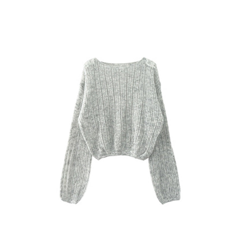 ZhiKnit Women See Through Crew Neck Sheer Mesh Knitted Sweater Solid Basic Long Sleeve Loose Fit Knit Pullover Jumper Top