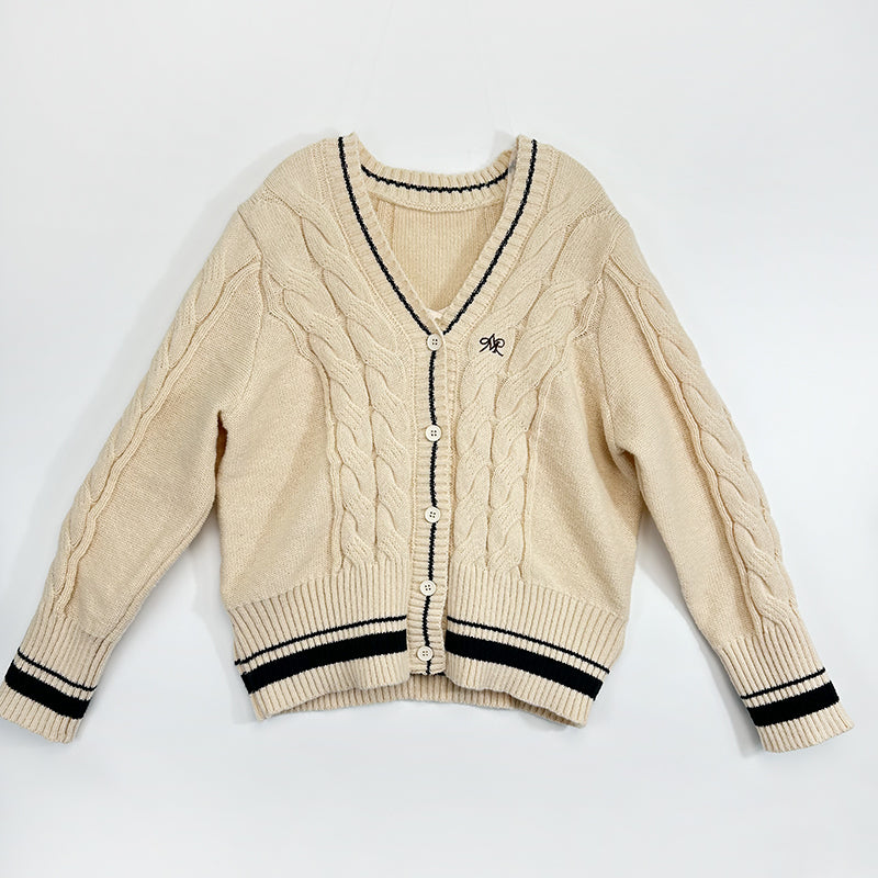 ZhiKnit American retro contrasting coarse needle twisted flower cardigan sweater for women's autumn new slim fit sweater sweater sweater