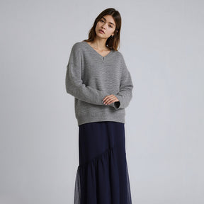 ZhiKnit Women’s V Neck Sweaters Long Sleeve Ribbed Soft Knit Pullover Cozy Lightweight Casual Tops