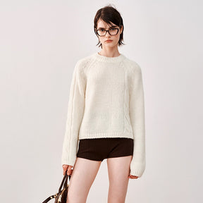 ZhiKnit Wool asymmetrical cable-knit sweater with a plush feel